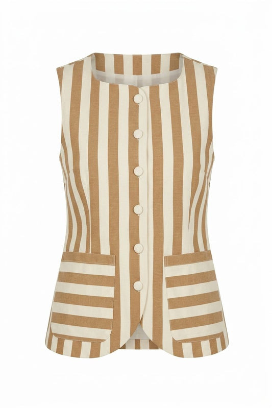X Rana Longline Striped Vest - nude
