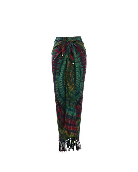 Green Earth Tie Dye Fringe Stella sarong