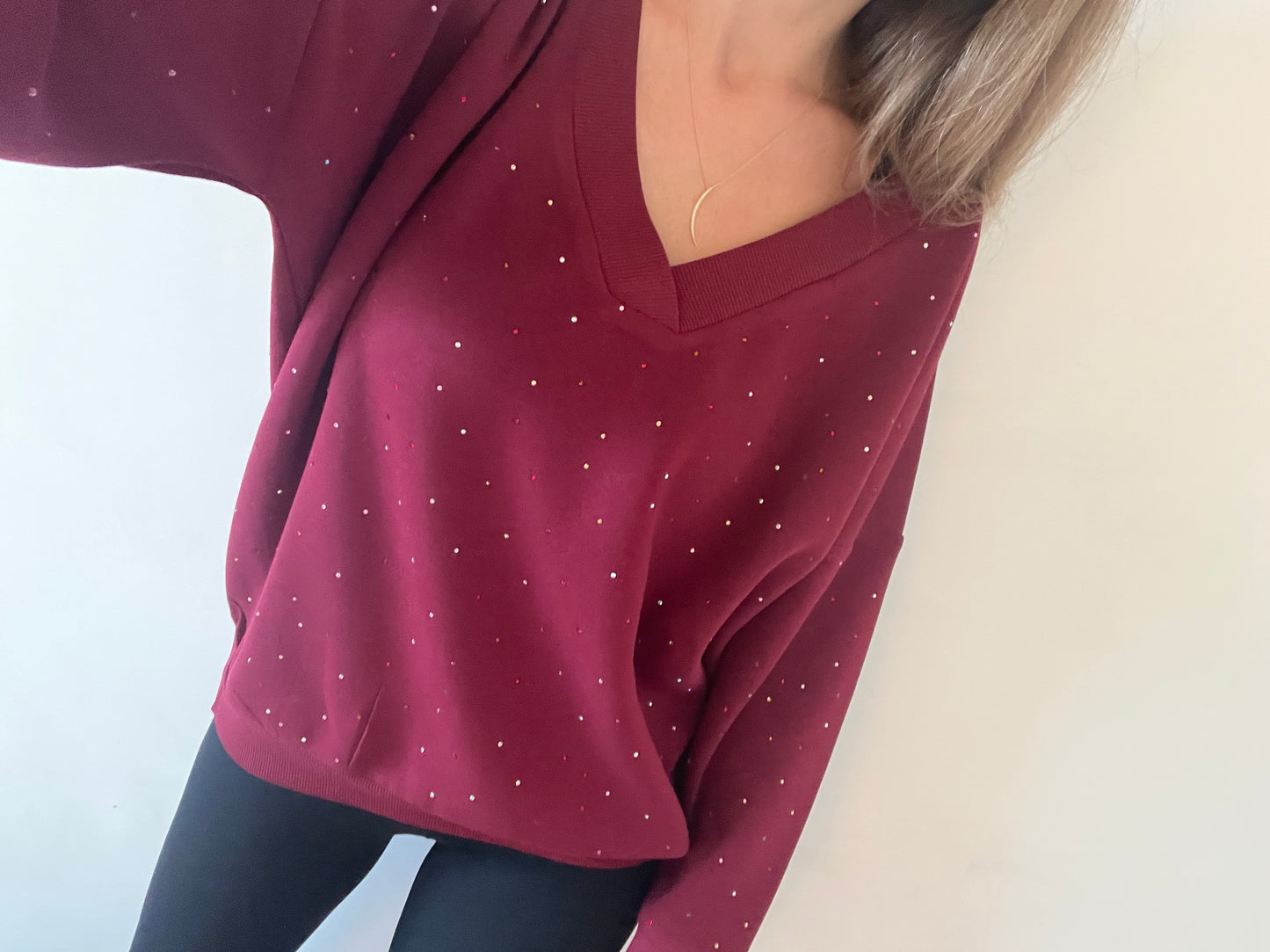 V Neck Shimmer sweater