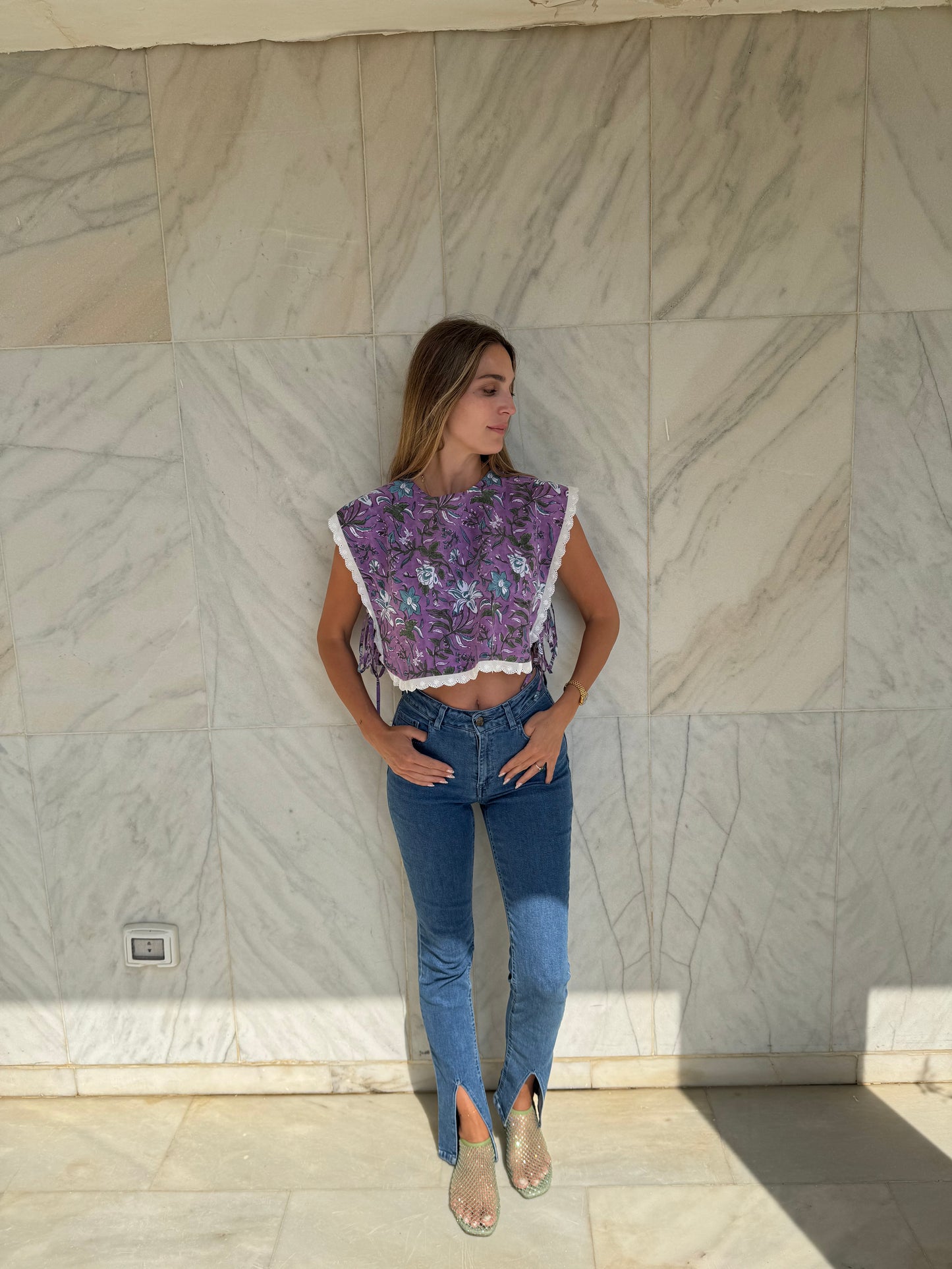 The Broderie Tie Top - Purple