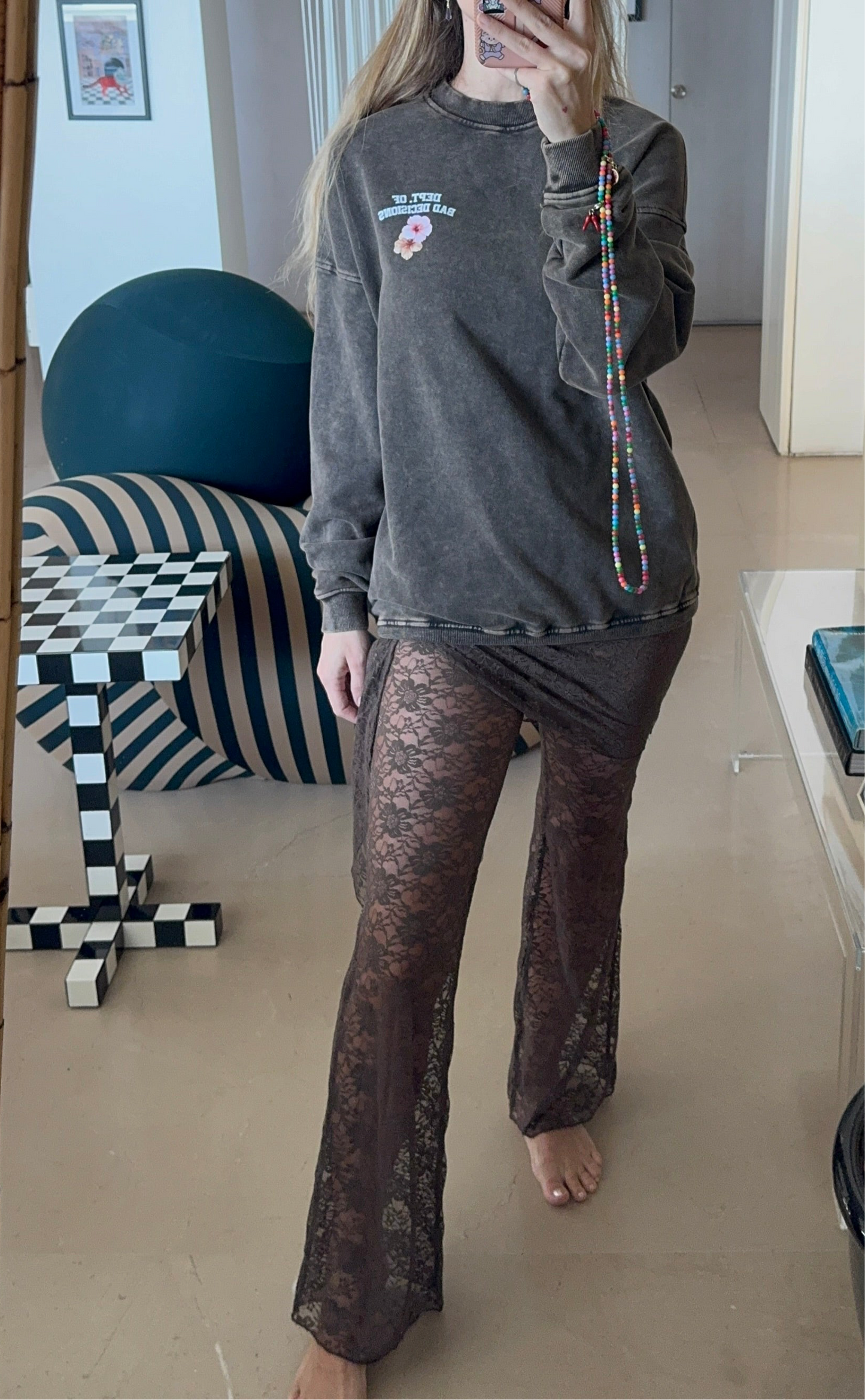 Lace scarf pants