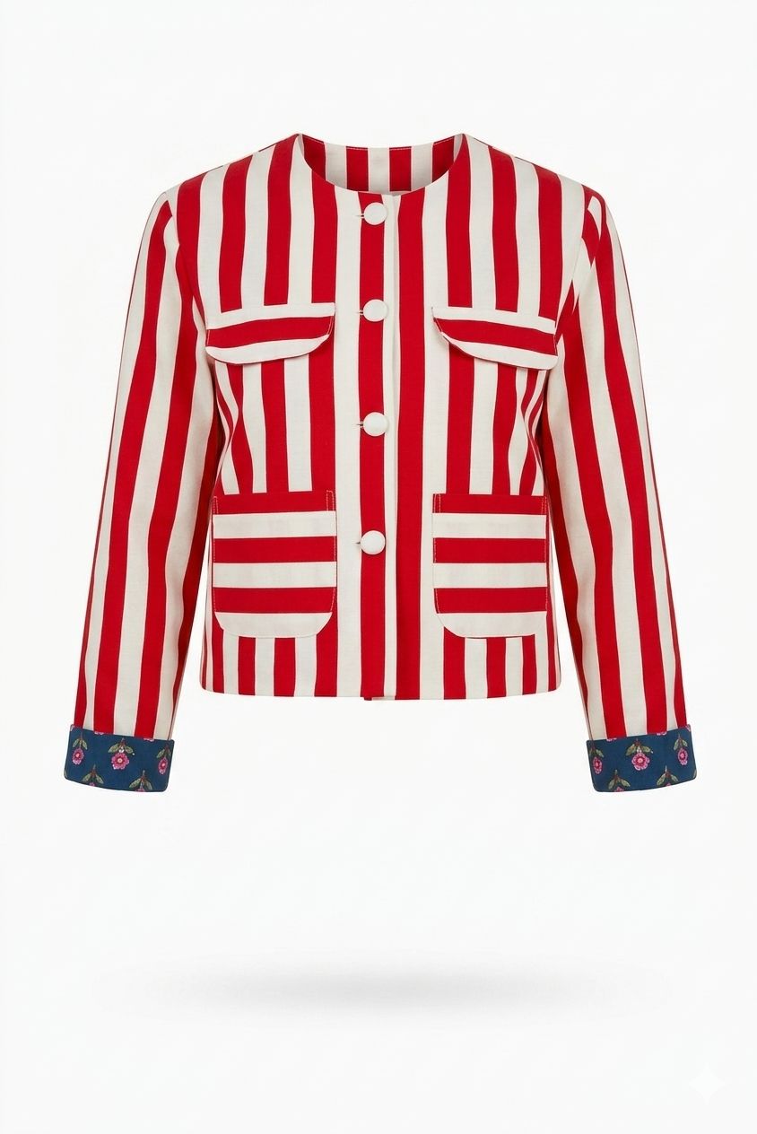 X Rana Reversible Striped Jacket - Red