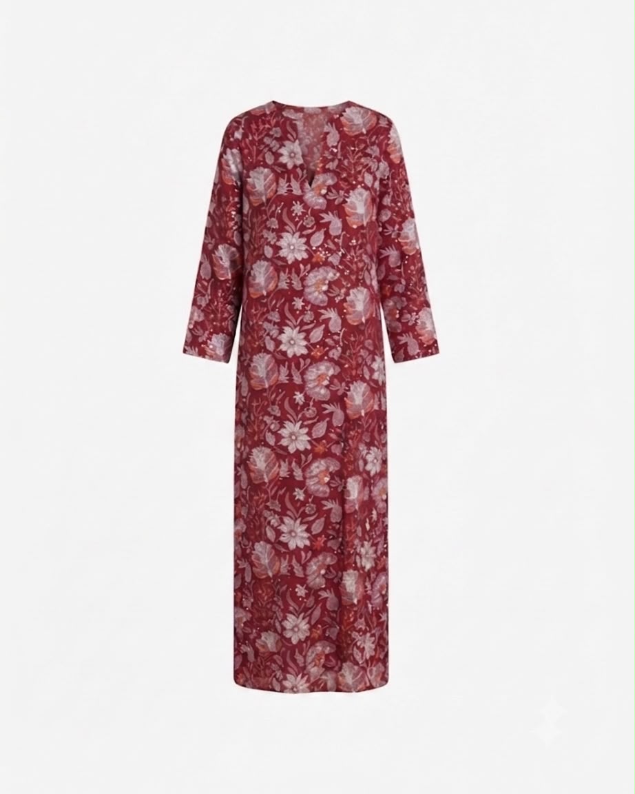 Embellished Summer Kaftan -Red