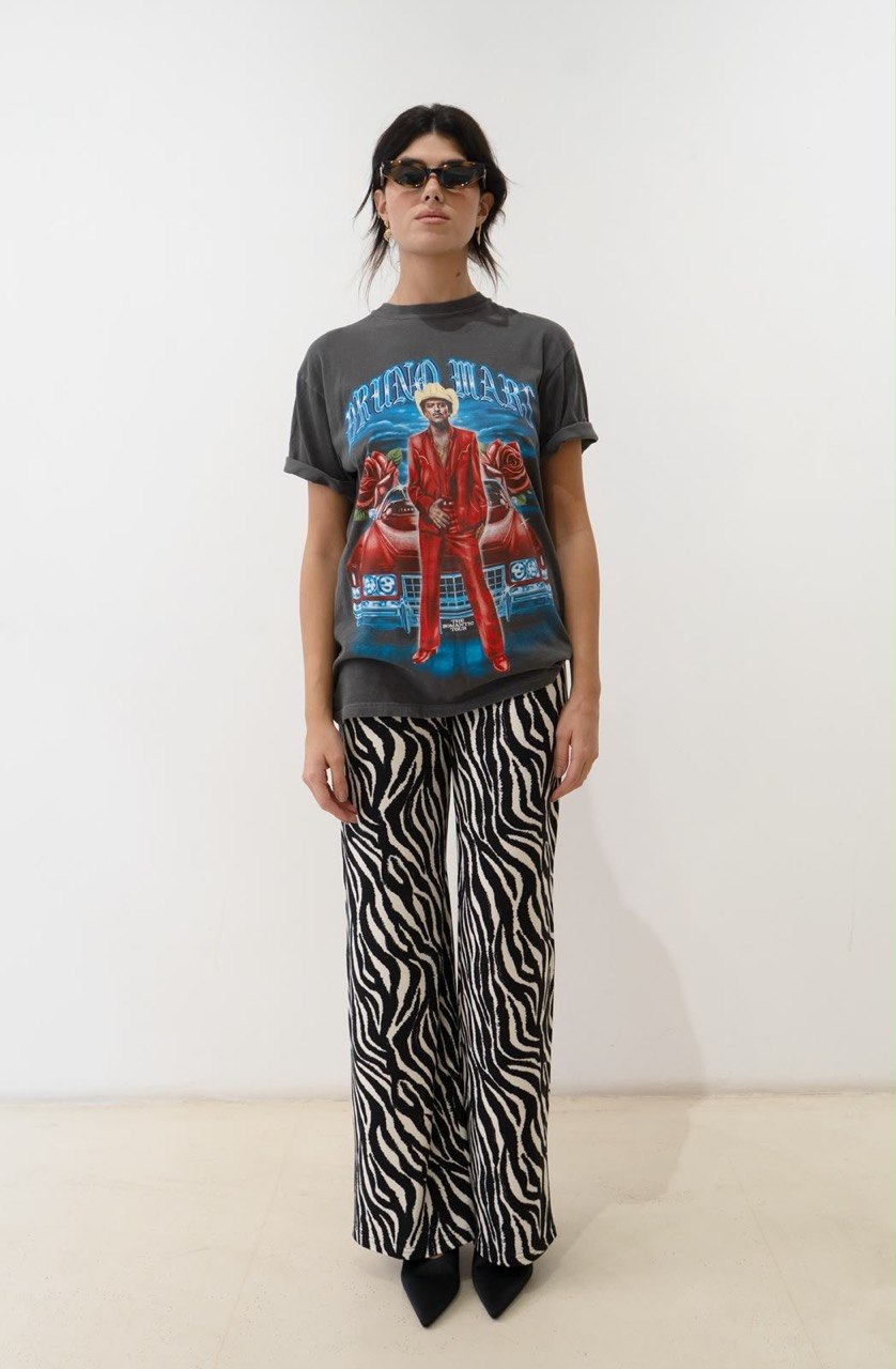 X Rana Straight Pants - Zebra Black / White - styling and detail view