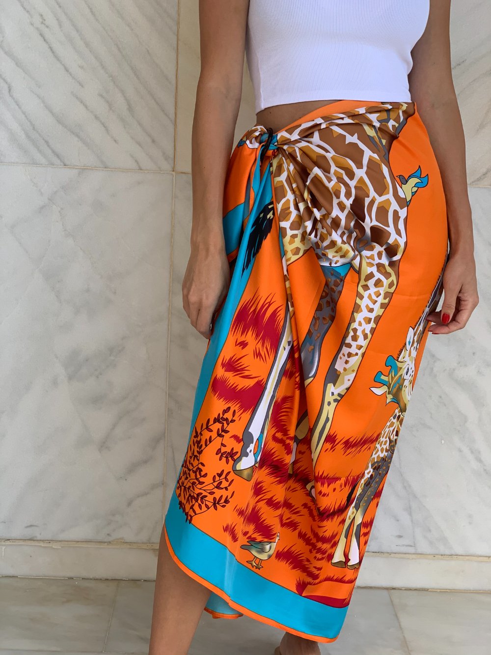 Bella Silk Sarong Giraffe