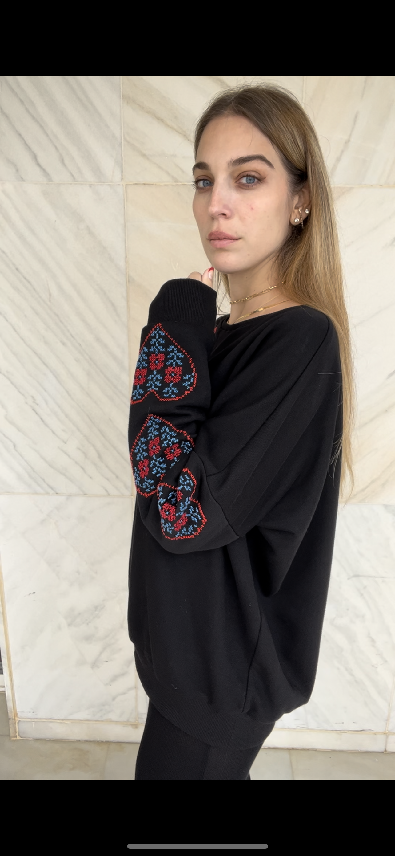 Palestine Heart Embroidery Sweater F++K X Inaash