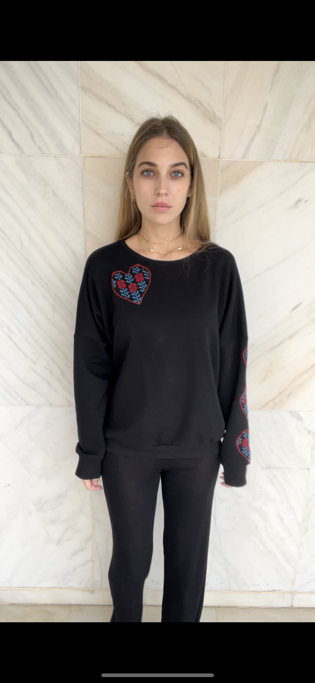 Palestine Heart Embroidery Sweater F++K X Inaash